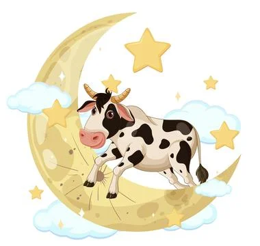 Cow Jumping Over the Moon Ilustração Stock