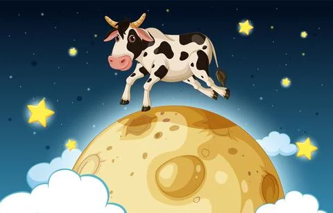 Cow Jumping Over the Moon Ilustração Stock