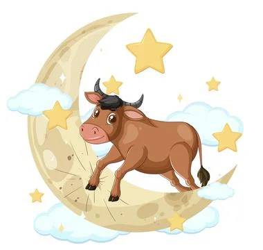 Cow Jumping Over the Moon Ilustração Stock