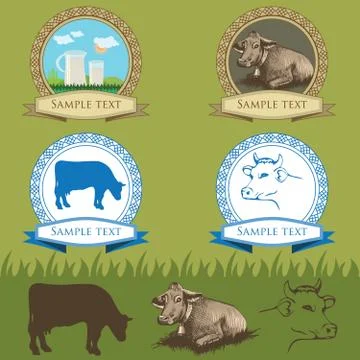 Cow logo set Stock Illustration