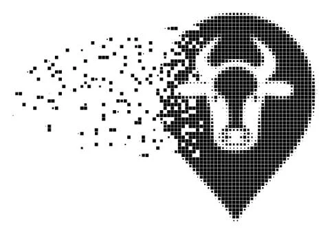 Cow Map Pointer Burst Pixel Icon Stock Illustration
