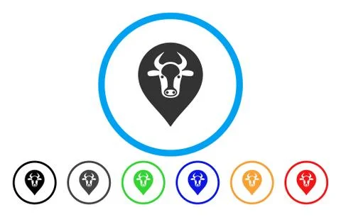 Cow Map Pointer Rounded Icon Stock Illustration
