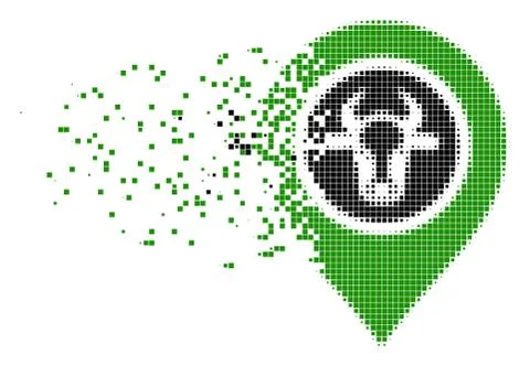 Cow Marker Fragmented Pixel Icon Stock Illustration