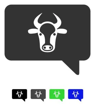 Cow Message Flat Icon Stock Illustration