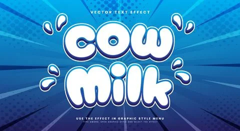 Cow Milk 3d editable text effect Template Illustrazione stock