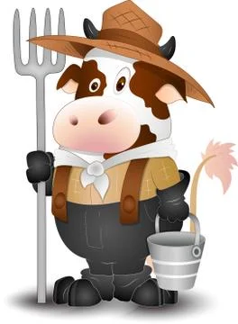 Cow with milk Stock Illustration
