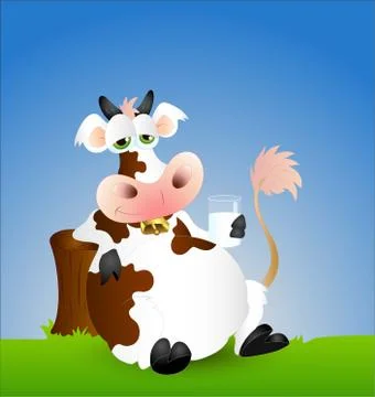 Cow with milk Stock Illustration