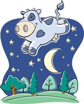 Cow Moon Stock Illustration