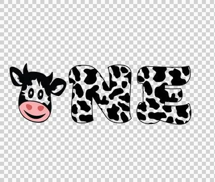 Cow One Typography With Print Pattern forming text head Stock Illustration