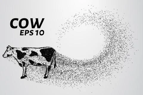 The cow of the particles. Vector cow consists of small circles Stock Illustration