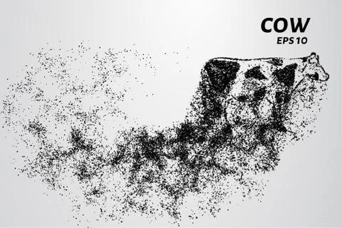 The cow of the particles. Vector cow consists of small circles. Stock Illustration