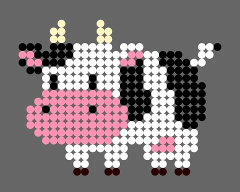 Cow pattern. Dots pixel cow image. Vector Illustration of pixel art. Stock Illustration