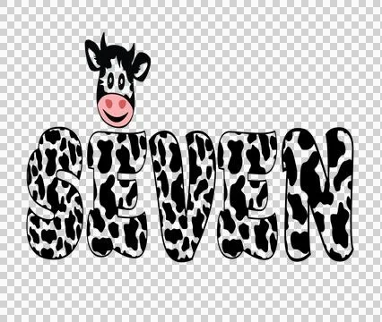 Cow Pattern Letter Design print head letters cartoon black Stock Illustration