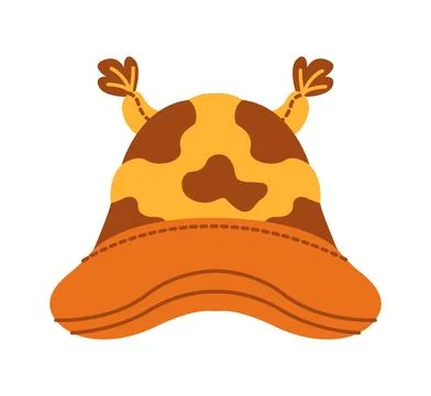 Cow-patterned bucket hat with cute details Stock Illustration