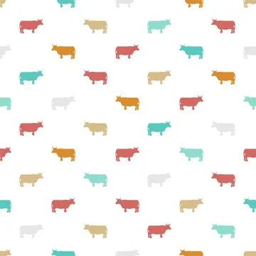 Cow pixel art pattern seamless. 8 bit farm animal background. pixelated textu Stock Illustration
