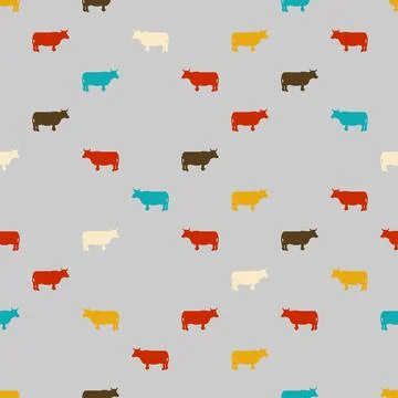 Cow pixel art pattern seamless. 8 bit farm animal background. pixelated textu Stock Illustration