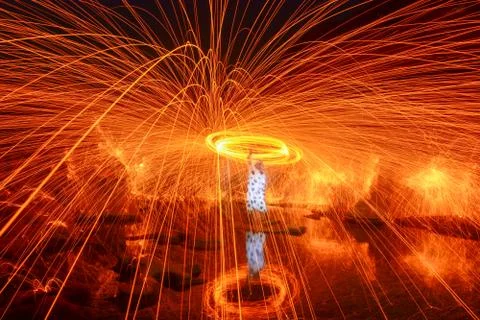 Cow playing fire Stock Photos