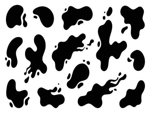 Cow print spots pattern texture silhouette vector illustration set isolated Stock Illustration