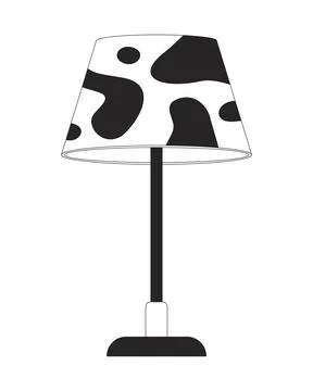 Cow-print table lamp with bold pattern 2D line object Stock Illustration