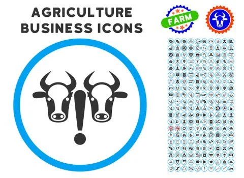 Cow Problem Rounded Icon with Set Stockillustratie