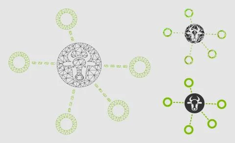 Cow Relations Vector Mesh 2D Model and Triangle Mosaic Icon Stock Illustration