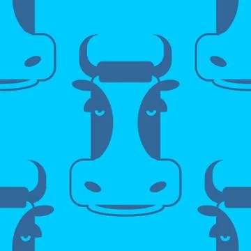 Cow seamless pattern. Head of bull pattern. beef texture. Cute farm animals.  Stock Illustration