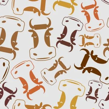 Cow seamless pattern. Head of bull pattern. beef texture. Cute farm animals.  Stock Illustration