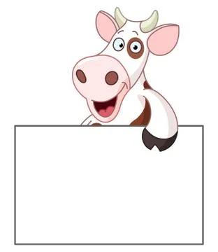 Cow with sign Illustrazione stock