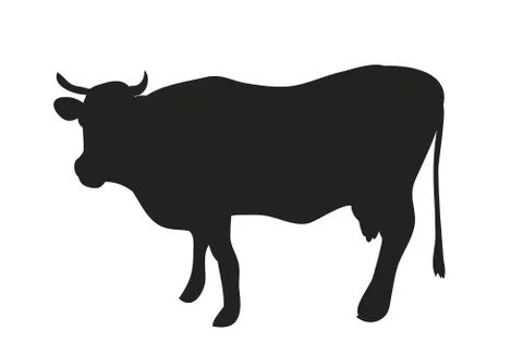 Cow silhouette drawing, vector Illustrazione stock