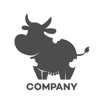 Cow silhouette logo Stock Illustration