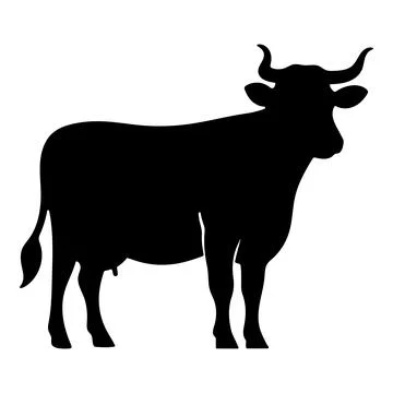 Cow silhouette vector on transparent background イラスト素材