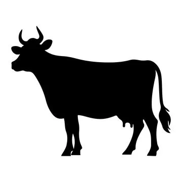 Cow silhouette vector on transparent background イラスト素材