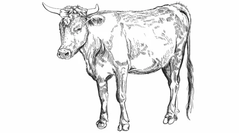 Cow sketch Stock Footage 10787369