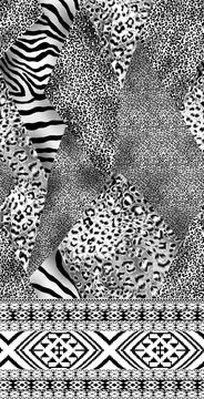 Cow skin pattern texture repeating seamless black and white monochrome. Fas.. Stock Illustration