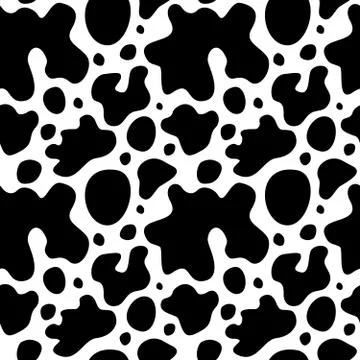 Cow skin texture with spots vector seamless pattern Stock Illustration