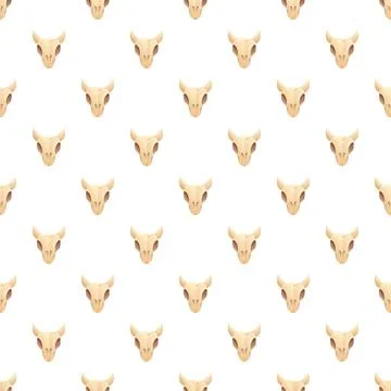 Cow skulls creating repeating seamless desert pattern Illustrazione stock