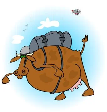 Cow skydiver Stock Illustration