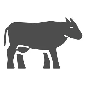 Cow solid icon, livestock concept, cow cattle sign on white background, Dairy Stock Illustration
