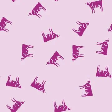 Cow standing glyph seamless pattern Stock Illustration