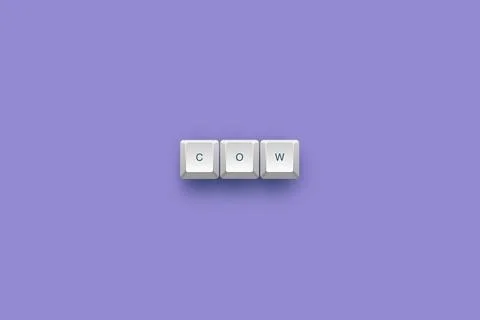 Cow text on a 3d keyboard button with shadow concept series Stock Illustration