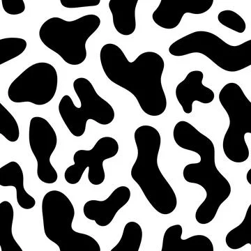 Cow texture pattern. Black seamless abstract isolated on transparent background. Stock Illustration