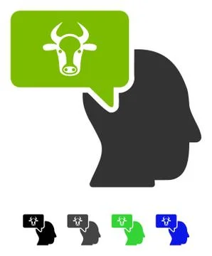 Cow Thinking Person Flat Icon 스톡 일러스트