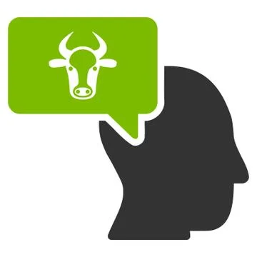 Cow Thinking Person Flat Vector Icon Stock Illustration