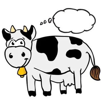 Cow with thought bubble Stock Illustration