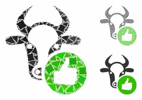 Cow thumb up Composition Icon of Bumpy Parts Stock Illustration