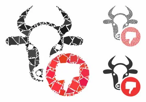 Cow thumb down Composition Icon of Raggy Elements 스톡 일러스트