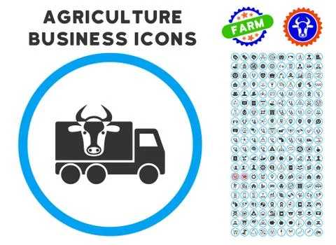 Cow Transportation Rounded Icon with Set Stockillustratie