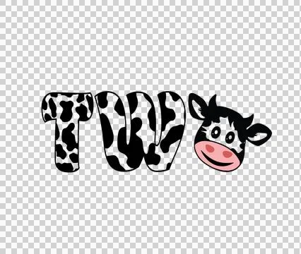 Cow Two Print Text Head black white animal typography Illustration