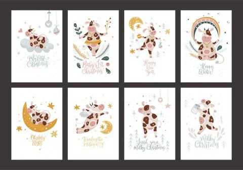 Cow vector 2021 calendar template Stock Illustration