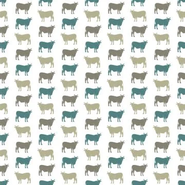 Cow vector art background design for fabric and decor. Seamless pattern Stock Illustration